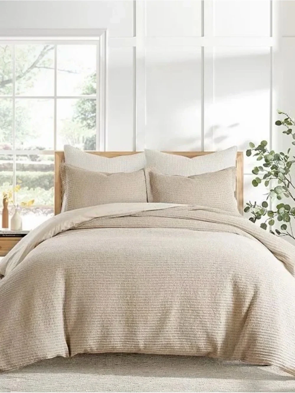 Levtex Home  Cloud Waffle Linen color Textured 3-Pc Duvet Cover Set, Full/Queen